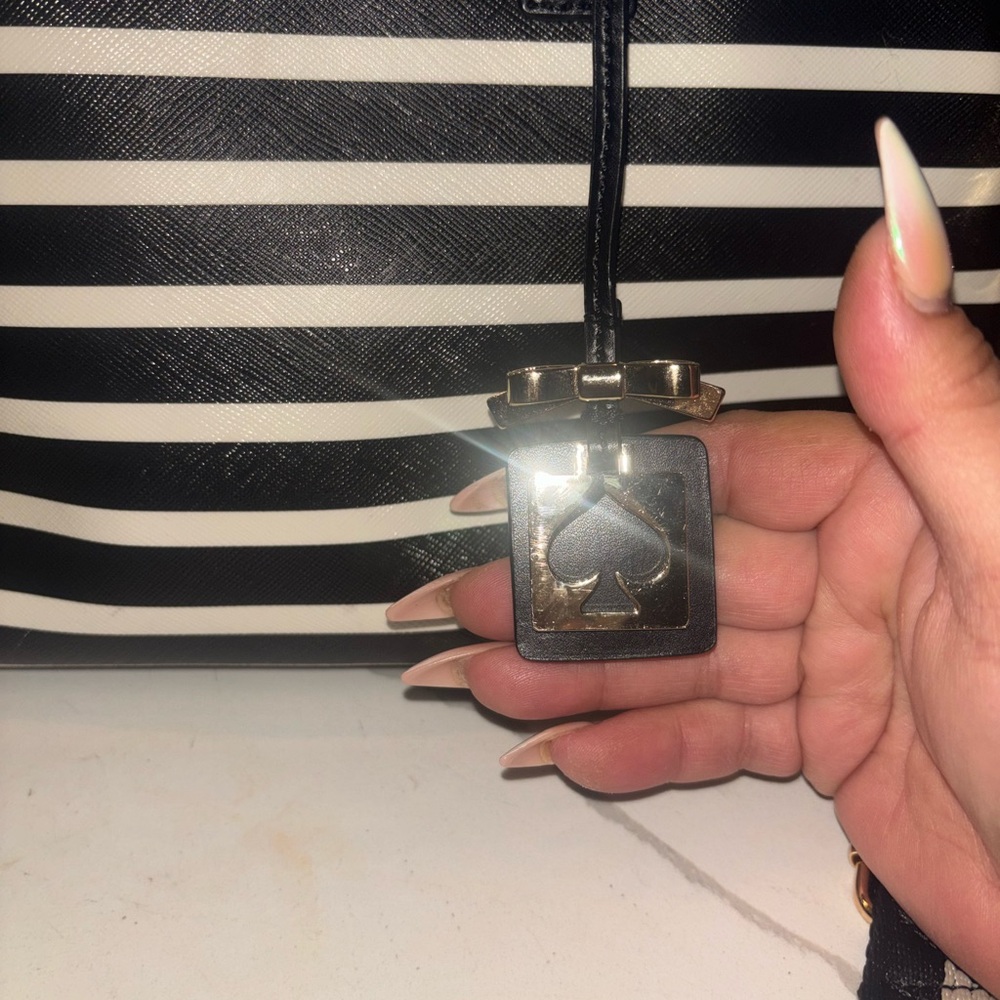 Kate Spade black and White Striped Handbag - Picture 3 of 7